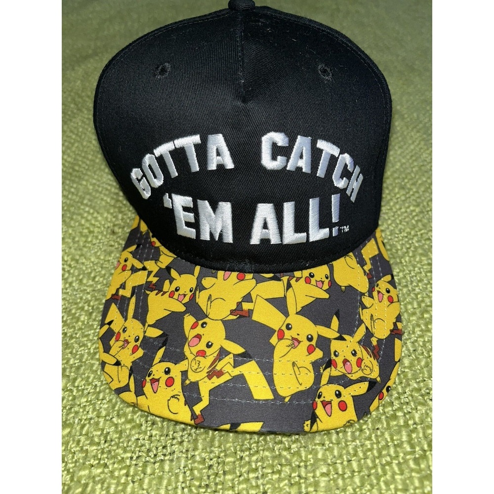 Youth Pokemon Black 'GOTTA‎ CATCH 'EM All'Hat~Cap Snapback Adjustable-OSFM EUC